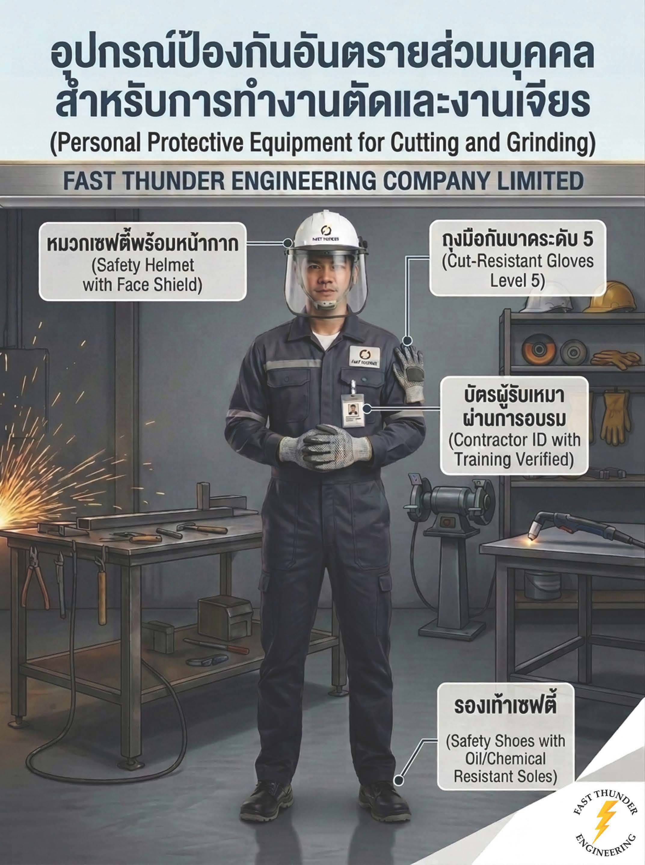 โปสเตอร์ PPE งานตัดและเจียร